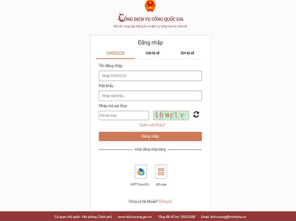 Người dùng điền các thông tin đăng nhập và mã xác thực.